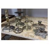 Lot of Vintage Brass Candle Holders