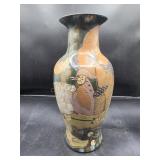 Vintage Asian Sgraffito Avian Ceramic Vase