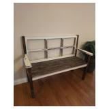 Kirkland Rustic Distressed Windowpane Bench
