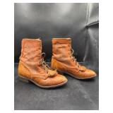 Vintage Larry Mahan Tooled Leather Packer Boots