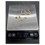 Vintage 14K Gold Hoop & Stud Earring Lot