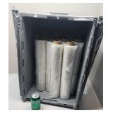 *14 rouleaux de polyéthylène, avec bac à couvercle