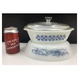 Plat Glasbake divisé Currier & Ives et plat