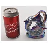 Figurine de dauphins, en porcelaine, iridescente