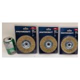 3 brosses métalliques circulaires, en laiton,