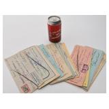Lot de chèques antiques, avec timbres