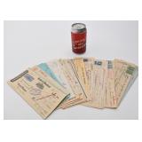 Lot de chèques antiques, avec timbres