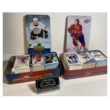 Lot de cartes de hockey, dans boîtes en métal,