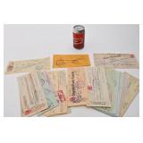 Lot de chèques antiques, avec timbres