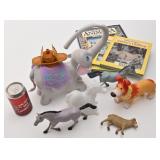 4 livres sur les animaux et figurines