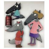 3 pièces murales Petit Loup, en bois