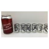 6 verres à shooters, gravés, avec incrustations