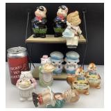 Lot de salières et de poivrières, vintage, avec