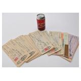 Lot de chèques antiques, avec timbres