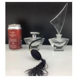 2 bouteilles de parfum, en cristal, art déco