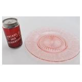 Assiette en verre dépression rose, faible