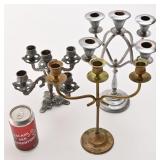 3 candelabres vintage, dont en laiton