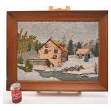 Ancienne tapisserie encadrée, 17.5'' x 24''