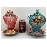 2 mangeoires à colibris, en verre, vintage