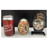 2 pièces asiatiques, dont oeuf en porcelaine