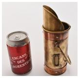 Ancien porte-allumettes, en cuivre et en laiton