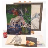 Peintures de Georges Monty, techniques