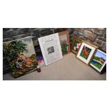 Lot de cadres et de laminés, dont avec peintures