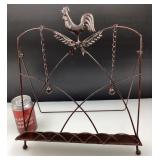 Support à livres, en métal, avec coq décoratif et