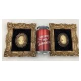 2 cadres Arabesque, avec camées, vintage