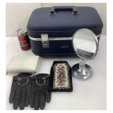 Valise vintage Birkdale Eaton, miroir, gants
