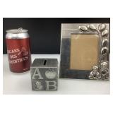 Cadre plaqué argent et banque en alliage de