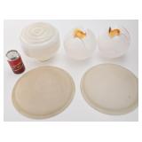 5 globes de lampes, en verre