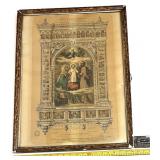 Antique cadre religieux, signï¿½ en 1909 par un