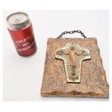 Cadre Jï¿½sus, je suis avec vous, bois et plastique