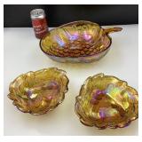 3 plat en verre carnaval Indiana Glass