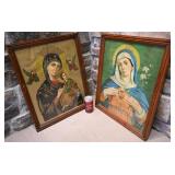 2 anciens cadres religieux, vitrï¿½s, 18'' x 22'',
