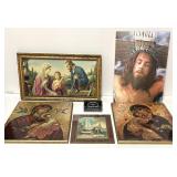 Lot de cadres religieux, dont antique