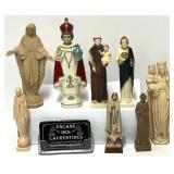 8 figurines religieuses, en plastique