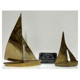 2 voiliers en laiton, vintage