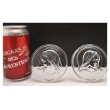 2 piï¿½ces religieuses, en verre, Jï¿½sus et Marie