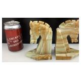 Serre-livres chevaux, en onyx, vintage