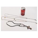 2 chapelets vintage et collier en verre soufflï¿½