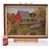 Ancienne toile, maison de campagne, 16'' x 22'',