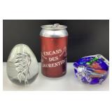 2 presse-papiers en verre soufflé