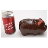 Tirelire cochon, en poterie, vintage