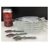 Ensemble 4 plats de service poissons, avec