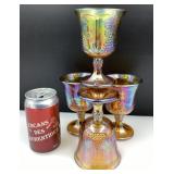 4 coupes en verre carnaval Indiana Glass