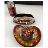 *2 cendriers Mid-Century, en céramique glacée