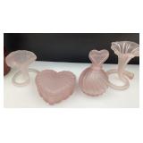 2 vases en verre dépoli, avec flacon pour parfum