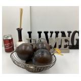 Décorations Home et Living, en bois, bol en